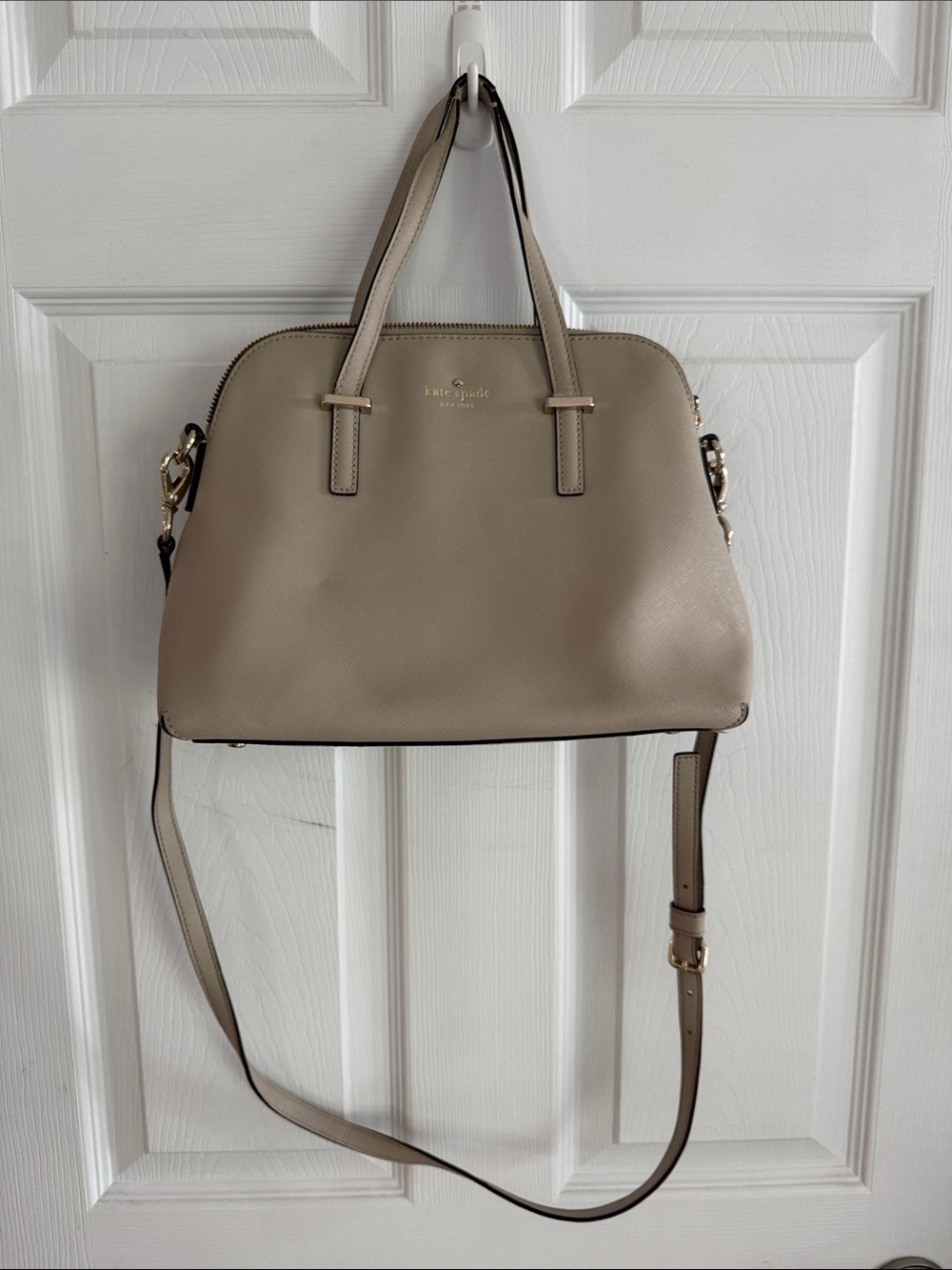 kate spade taupe dome satchel with detachable strap